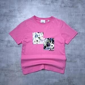 Y2K Burberry 00s Pink Floral Kids Cotton t shirt